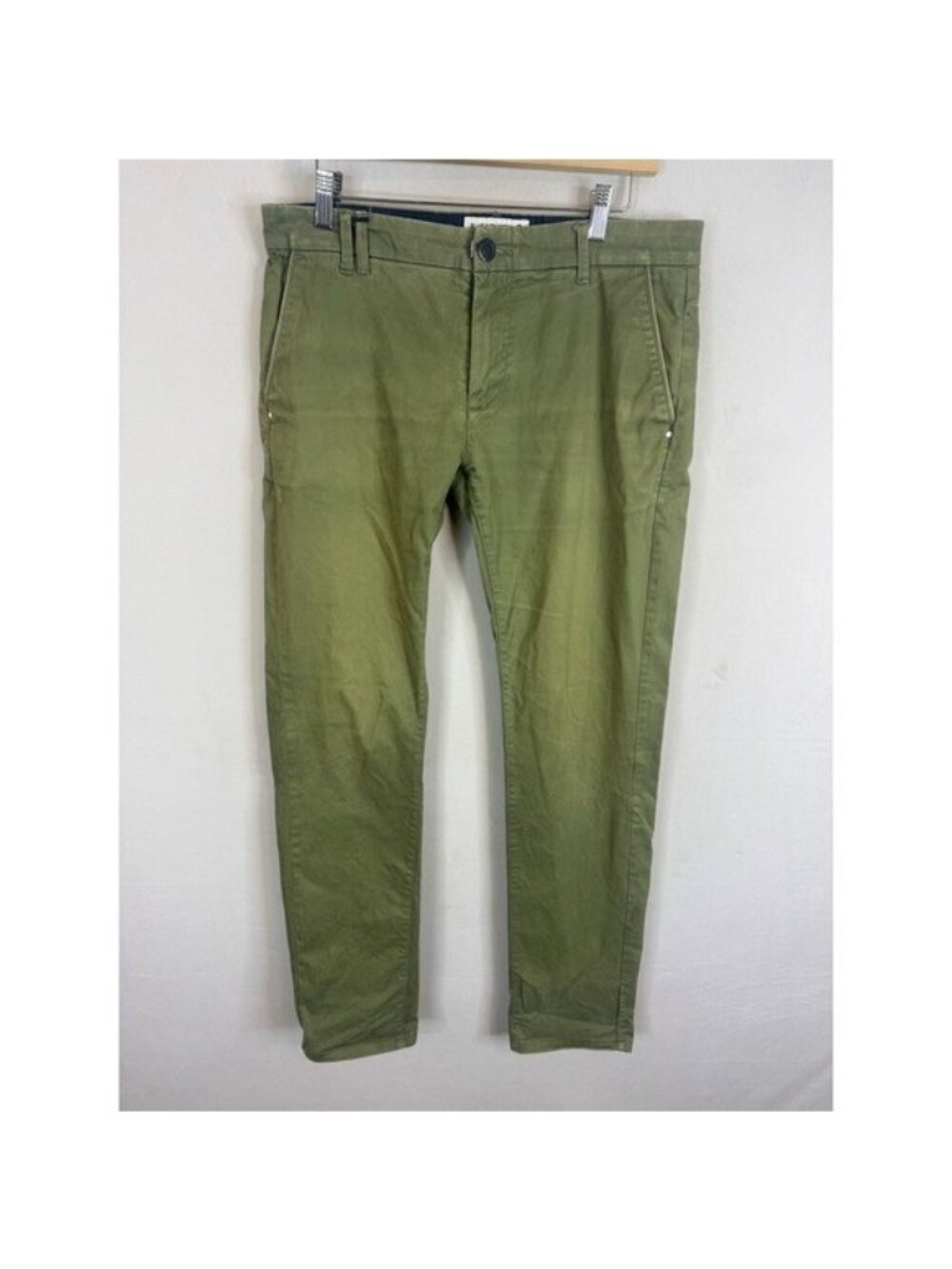 Blue Industry Mens Olive Green Chino Pants Size 32x34 Slim Stretch CBIS18M1